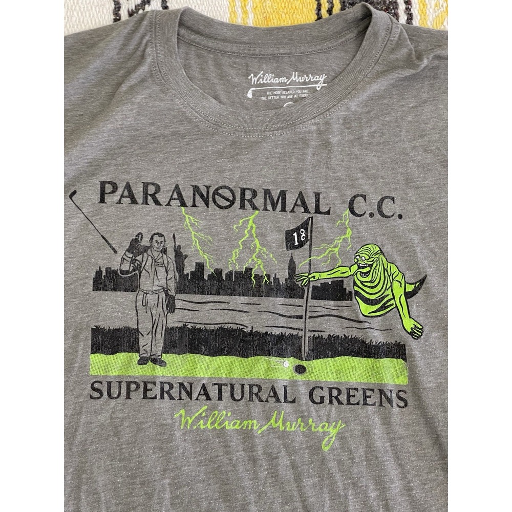 WILLIAM MURRAY Ghostbusters Slimer Golf Tee T-Shirt : Gray - Men's L Large